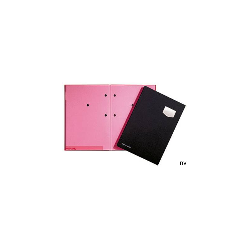 Teczka do podpisu DE LUXE Durable, 10-cz., czarna, różowy przekład, P2410204