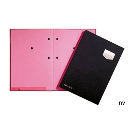 Teczka do podpisu DE LUXE Durable, 10-cz., czarna, różowy przekład, P2410204