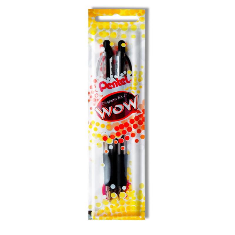 Długopis Pentel pstr.WOW BK417/A czarny 2 sztuki