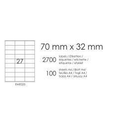 Etykiety A4 70x32mm białe 100 sztuk 025 EMERSON