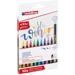 Pisak z końcówką pędzelkowatą e-1340 EDDING, 1-6mm, 10 szt., mix kolorów brokatowych
