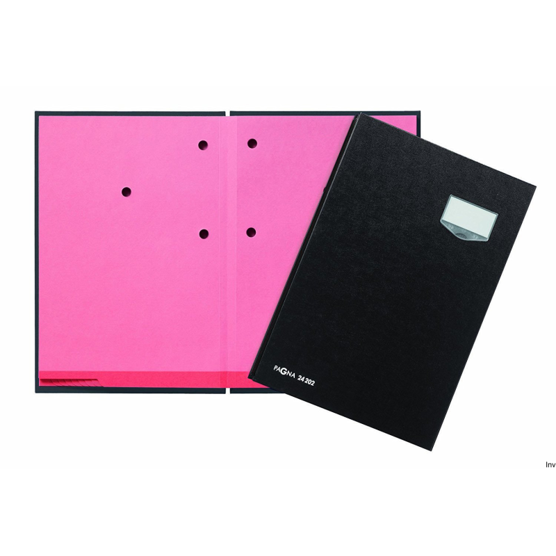 Teczka do podpisu DE LUXE Durable, 20cz., czarna z różowymi przekładkami, 30 x 60 mm