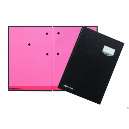 Teczka do podpisu DE LUXE Durable, 20cz., czarna z różowymi przekładkami, 30 x 60 mm