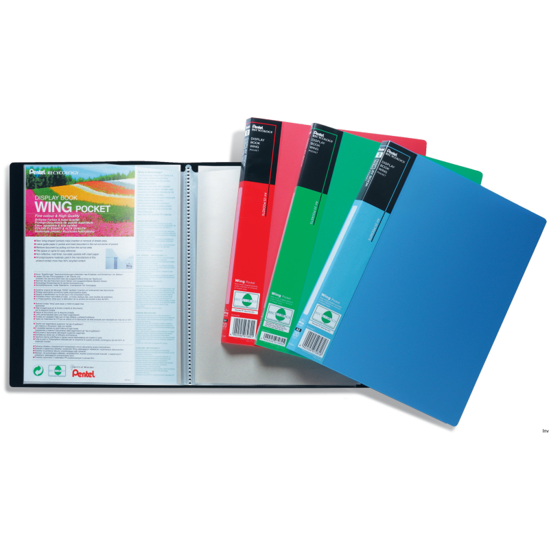 Album ofertowy Pentel WING, czarny, 60 kieszeni, z matowymi koszulkami, wykonany z materiałów przetworzonych