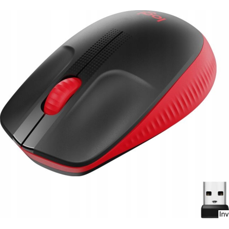 Mysz bezprzewodowa Logitech M190 optyczna czarno-czerwona z ergonomicznym kształtem i 18-miesięczną żywotnością baterii