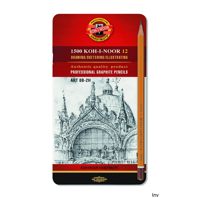 Ołówek grafitowy Koh-i-noor 1502/II ART 8B-2H zestaw 12 sztuk