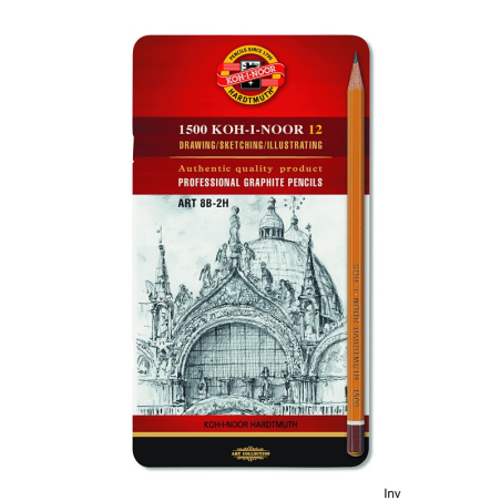 Ołówek grafitowy Koh-i-noor 1502/II ART 8B-2H zestaw 12 sztuk