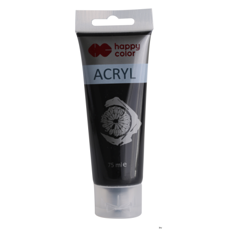 Farba akrylowa Happy Color 75 ml czarna do drewna, papieru, szkła, metalu i tkanin