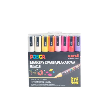 Markery pigmentowe Posca PC-5M, komplet 16 sztuk