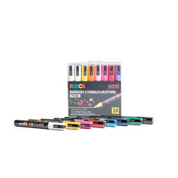 Markery pigmentowe Posca PC-5M, komplet 16 sztuk
