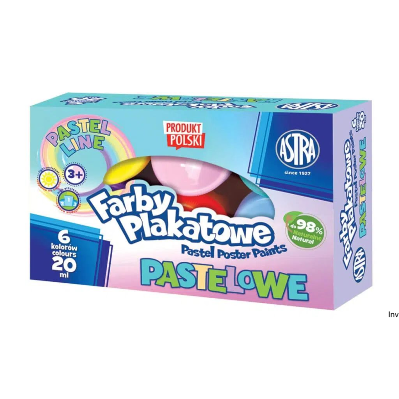 Farby plakatowe pastelowe Astra 6 kolorów 20 ml