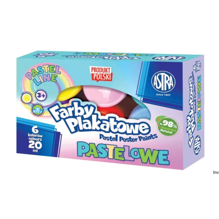 Farby plakatowe pastelowe Astra 6 kolorów 20 ml