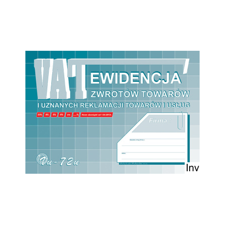 Vu72-u Ewidencja VAT zwrot towarów i uznanie reklamacji A4 Michalczyk i Prokop