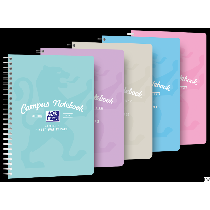 Kołozeszyt Oxford Campus B5+ 80 kartek 90g pastelowy kratka z tagami