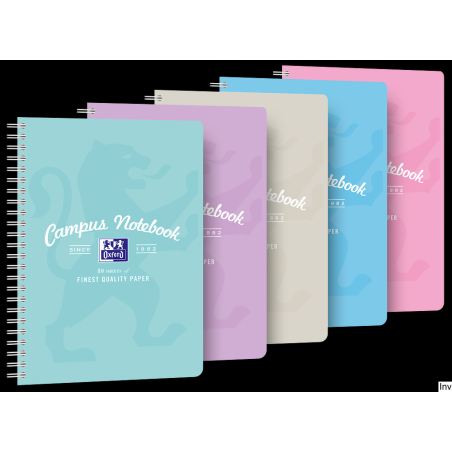 Kołozeszyt Oxford Campus B5+ 80 kartek 90g pastelowy kratka z tagami