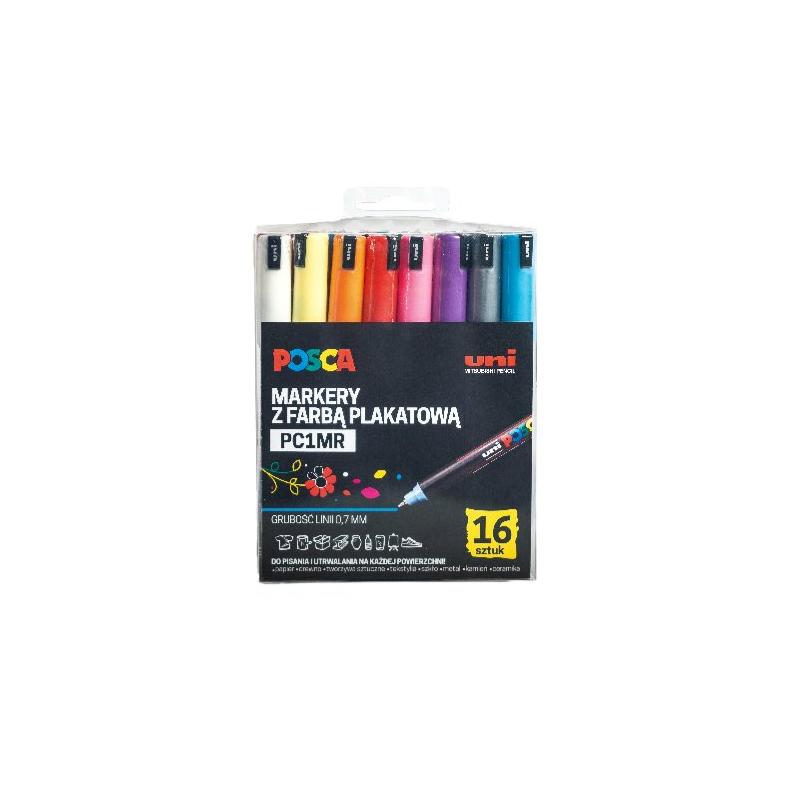 Markery pigmentowe Posca PC-1MR, komplet 16 sztuk