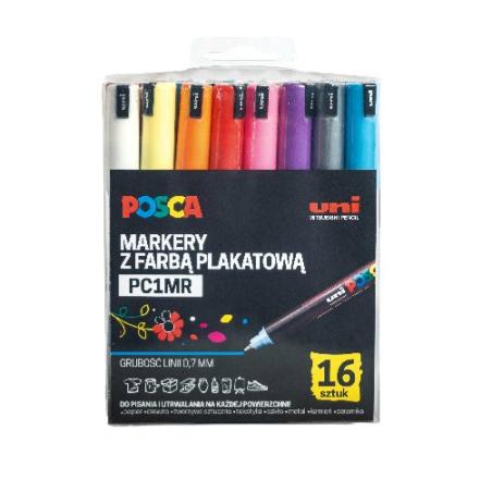 Markery pigmentowe Posca PC-1MR, komplet 16 sztuk