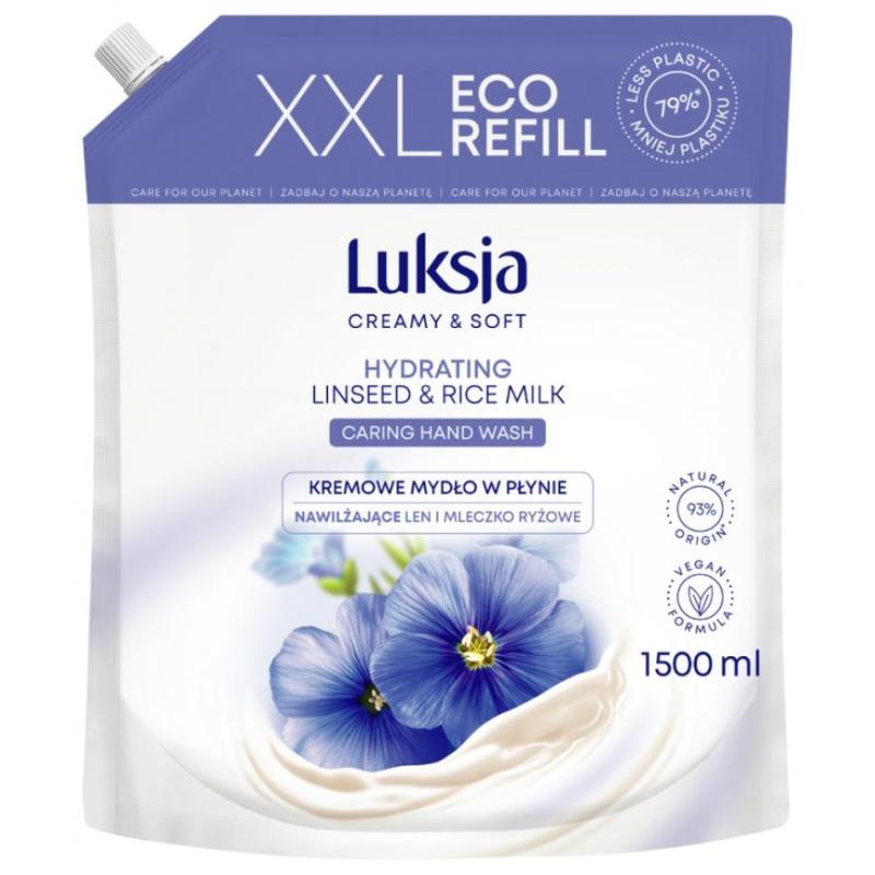 Kremowe mydło w płynie LUKSJA, len, zapas 1500ml - 1