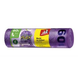 Worki na śmieci JAN NIEZBĘDNY, magnum flex, z taśmą, 60l, 8szt., lawendowe