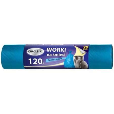 Worki na śmieci GROSIK, mocne, 120l, 20szt.,niebieskie