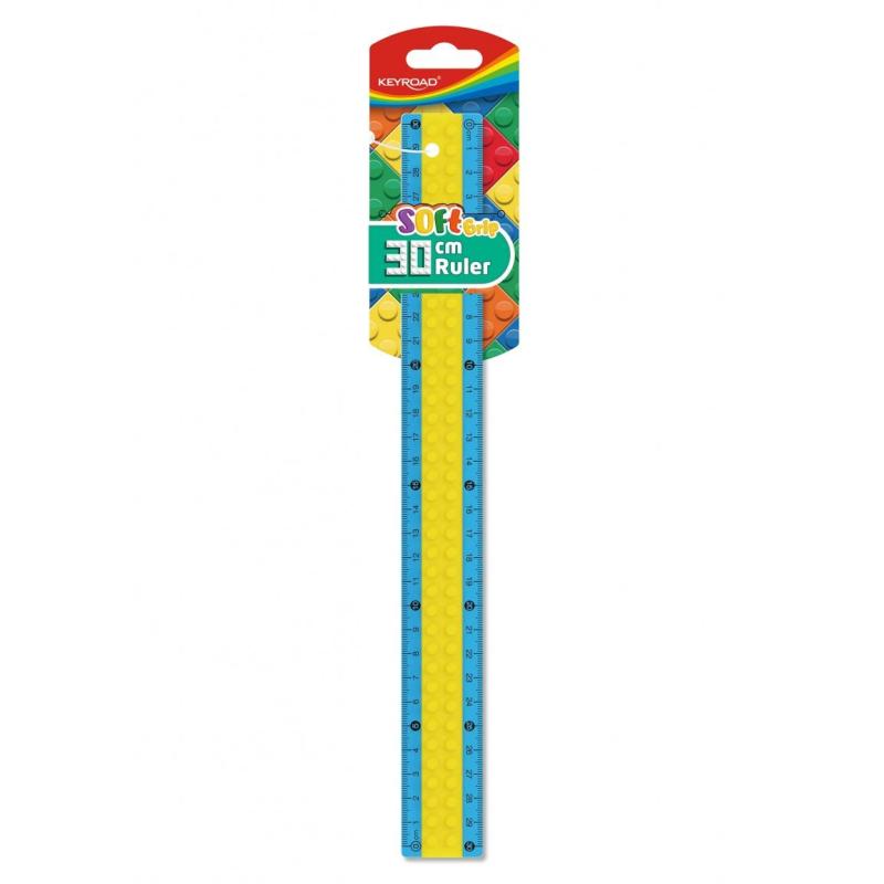 Linijka plastikowa KEYROAD, w kształcie klocka Lego, 30cm, zawieszka, mix kolorów - 1