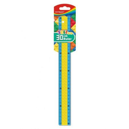Linijka plastikowa KEYROAD, w kształcie klocka Lego, 30cm, zawieszka, mix kolorów - 1