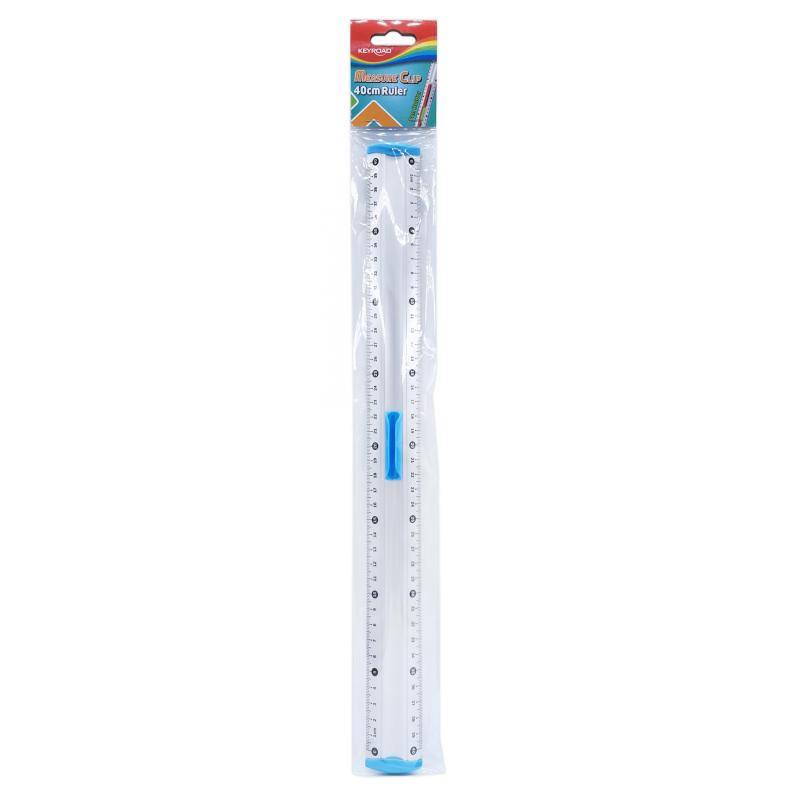 Linijka aluminiowa KEYROAD, z uchwytem na ołówek, 40cm, blister, mix kolorów - 1