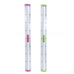 Linijka aluminiowa KEYROAD, z uchwytem na ołówek, 40cm, blister, mix kolorów - 2