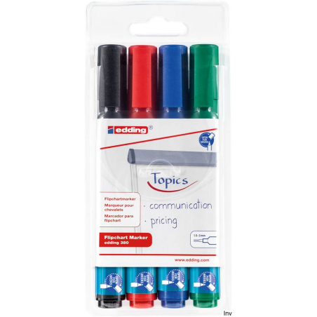 Edding Marker do flipchartów okrągły 1,5-3 mm, komplet 4 sztuk