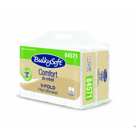 Bulky Soft Ręcznik papierowy składany V-Fold 2 warstwy 24x21 cm biały z recyklingu 3000 sztuk