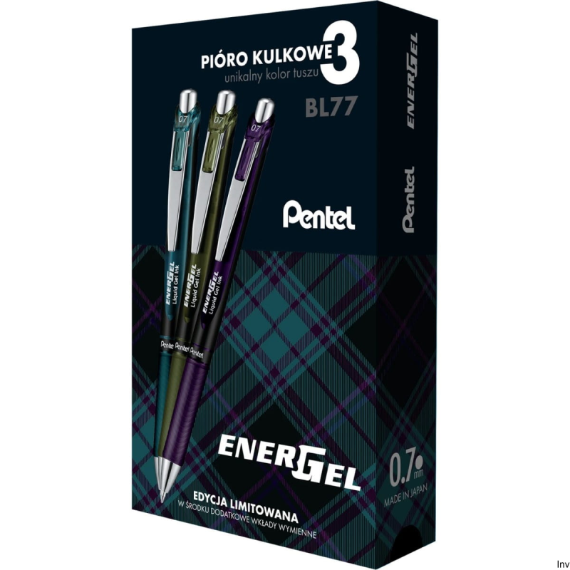 Pióro kulkowe Pentel ENERGEL 3 sztuki KA SA VA + wkłady LR7 3 sztuki