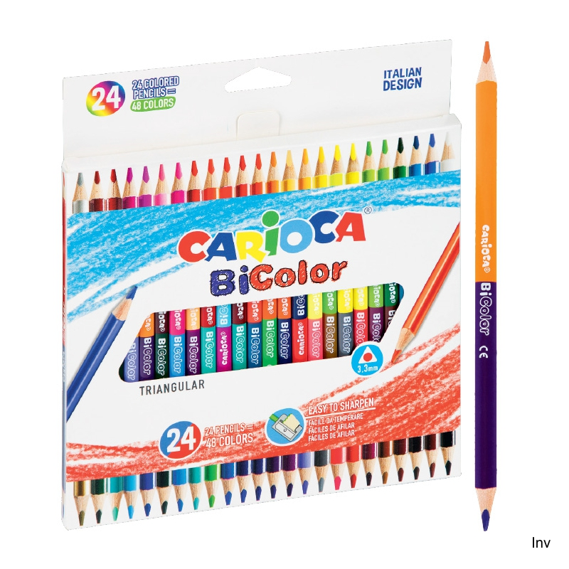 Kredki ołówkowe trójkątne CARIOCA BiColor 24 szt. / 48 kolorów