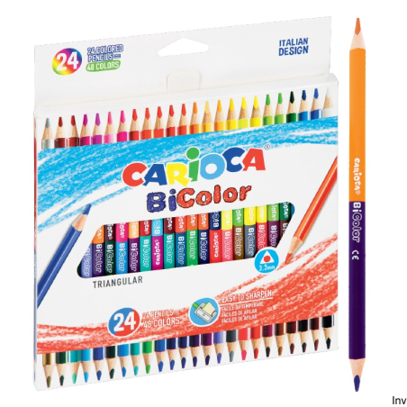 Kredki ołówkowe trójkątne CARIOCA BiColor 24 szt. / 48 kolorów