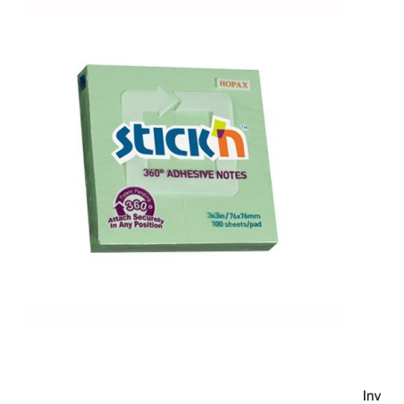 Bloczek samoprzylepny StickN 76x76 mm zielony 360 stopni 21552