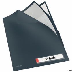 Folder A4 Leitz Cosy z 3 przegródkami, szary, matowy, do 40 kartek, nieprzezroczysty