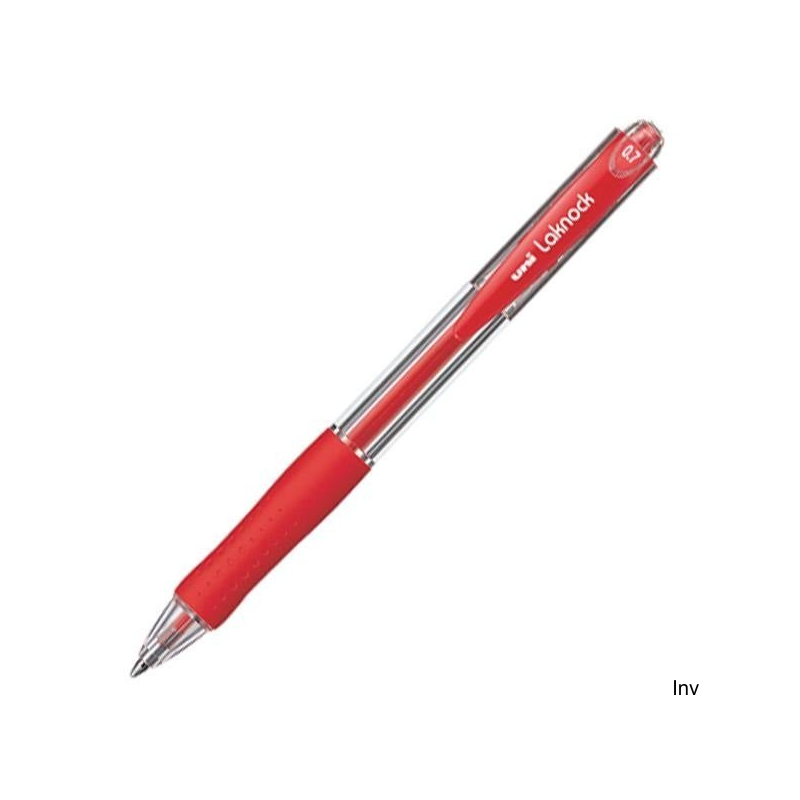 Długopis Uni SN-100 czerwony, gumowy uchwyt, cienka linia 0,3 mm, wymienny wkład