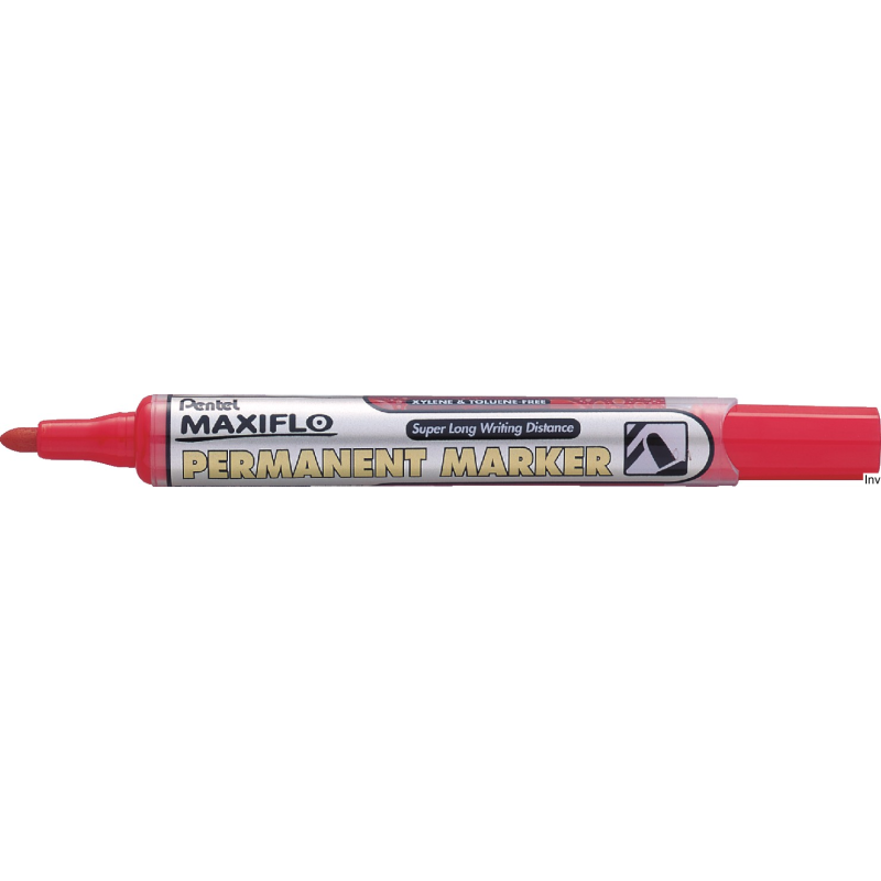 Marker permanentny Pentel MAXIFLO NLF50 czerwony okrągły z tłoczkiem 4,5 mm, długość linii 1300 m