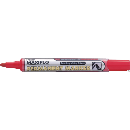 Marker permanentny Pentel MAXIFLO NLF50 czerwony okrągły z tłoczkiem 4,5 mm, długość linii 1300 m