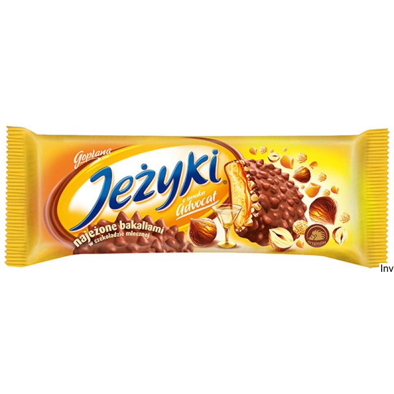 Ciastka Jeżyki Adwokat 140g z karmelem, orzechami laskowymi i mleczną czekoladą
