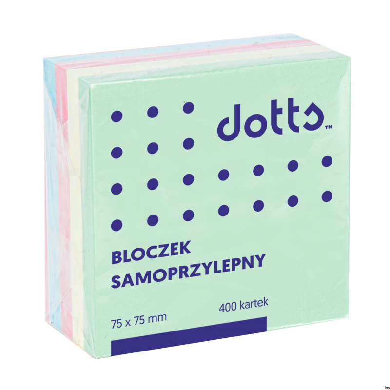Kostka samoprzylepna Dotts 75x75 mm, 400 kartek pastelowych