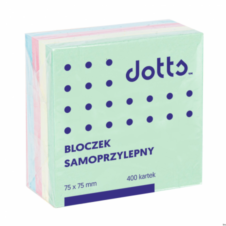 Kostka samoprzylepna Dotts 75x75 mm, 400 kartek pastelowych