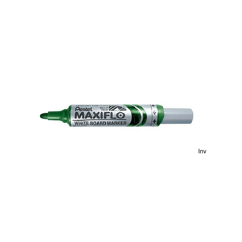 Pentel Marker suchościeralny zielony MAXIFLO z tłoczkiem 6,0 mm do tablic i papieru, długość linii 1100 m