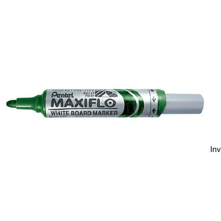 Pentel Marker suchościeralny zielony MAXIFLO z tłoczkiem 6,0 mm do tablic i papieru, długość linii 1100 m