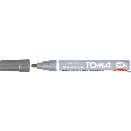 Marker olejowy Toma, fibrowa końcówka 2,5 mm, srebrny, 10 ml, wodoodporny, do wszystkich powierzchni