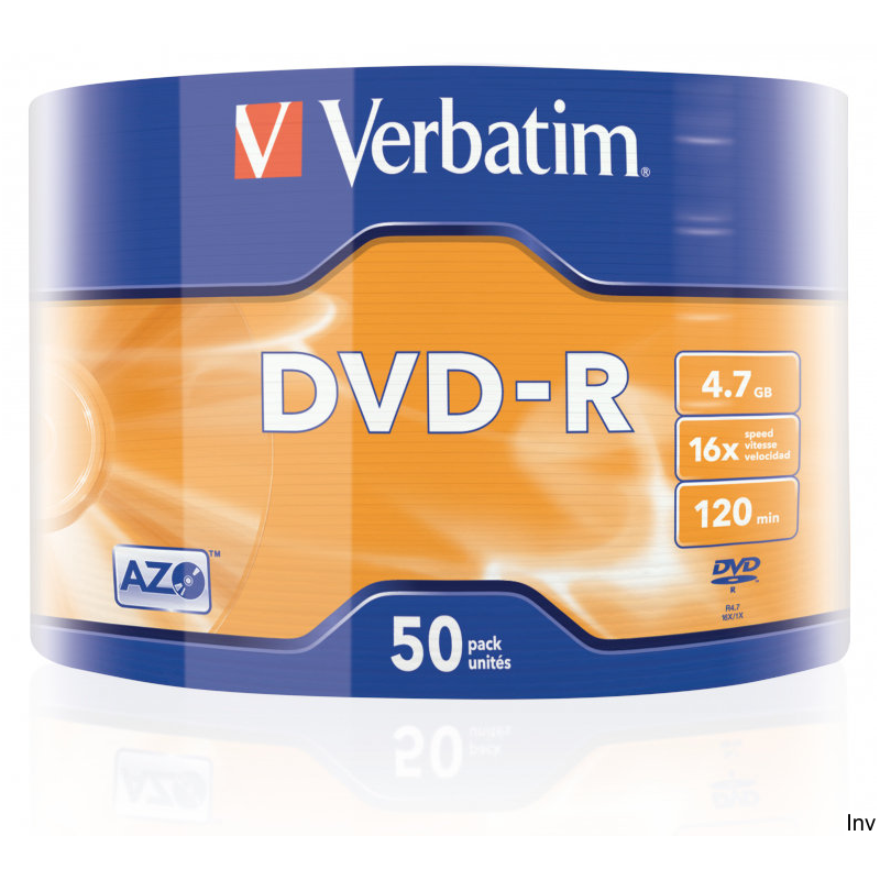 Płyta DVD-R Verbatim 4,7GB 16x Srebrny Matowy 50 sztuk w opakowaniu