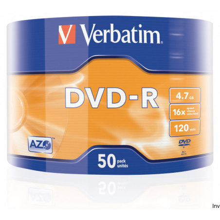 Płyta DVD-R Verbatim 4,7GB 16x Srebrny Matowy 50 sztuk w opakowaniu