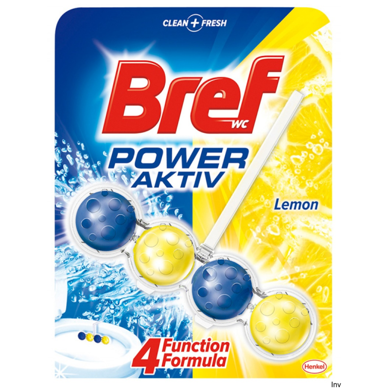 Bref Zawieszka WC Power Aktiv 50g Lemon - kulki czyszczące i odświeżające