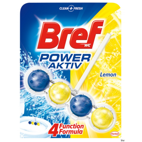 Bref Zawieszka WC Power Aktiv 50g Lemon - kulki czyszczące i odświeżające