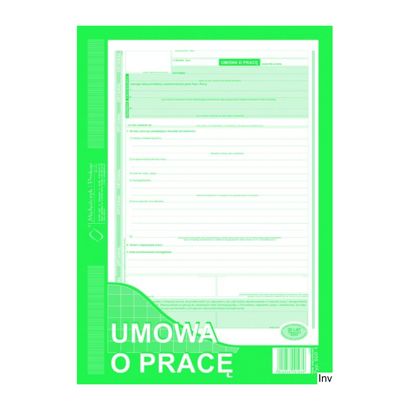 500-1N Umowa o Pracę MICHALCZYK&PROKOP A4 40 kartek