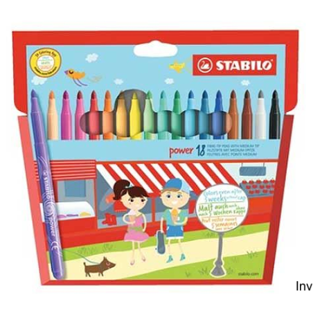 Flamastry Stabilo Power 18 sztuk, grubość linii 2 mm, intensywne kolory, długotrwała pigmentacja
